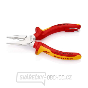 Úzké kombinované kleště 145 mm s připevňovacím okem Knipex 08 26 145 T VDE Úzké kombinované kleště 145 mm s připevňovacím okem Knipex 08 26 145 T VDE gallery main image