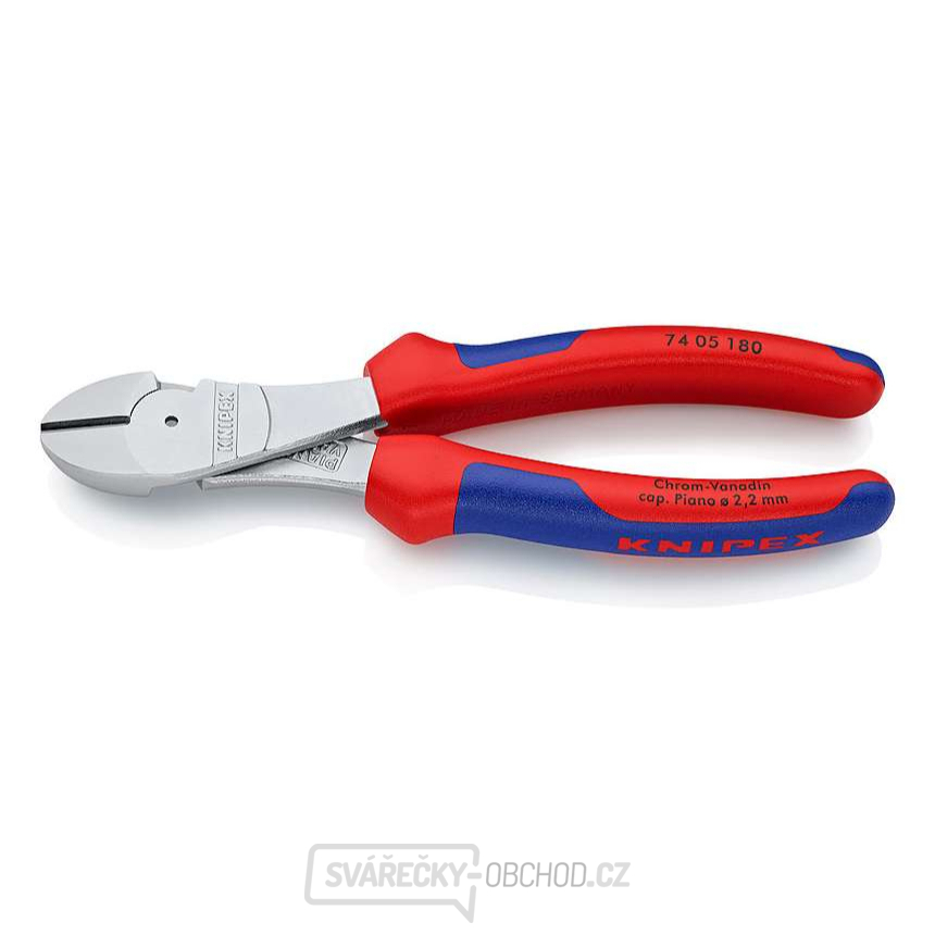 Silové boční štípací kleště 180 mm KNIPEX 74 05 180 - chromováno, vícesložkové návleky