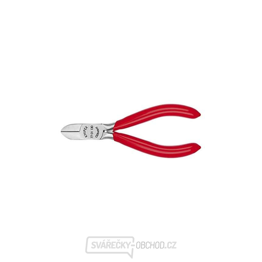 Boční štípací kleště pro elektroniku 130 mm KNIPEX 77 01 130 - leštěná hlava, plastové návleky Boční štípací kleště pro elektroniku 130 mm KNIPEX 77 01 130 - leštěná hlava, plastové návleky gallery main image