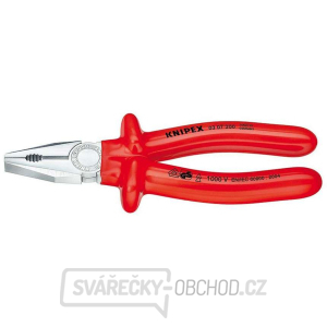 Kombinované kleště 200 mm - 1000V. KNIPEX 03 07 200. Chromováno, VDE - izolace ponorem v lázni Kombinované kleště 200 mm - 1000V. KNIPEX 03 07 200. Chromováno, VDE - izolace ponorem v lázni gallery main image