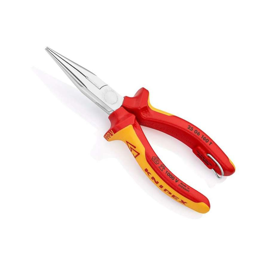 Půlkulaté kleště s břity pro radiotechniku Knipex 25 06 160 T - chromováno, vícesložkové návleky VDE (160 mm)