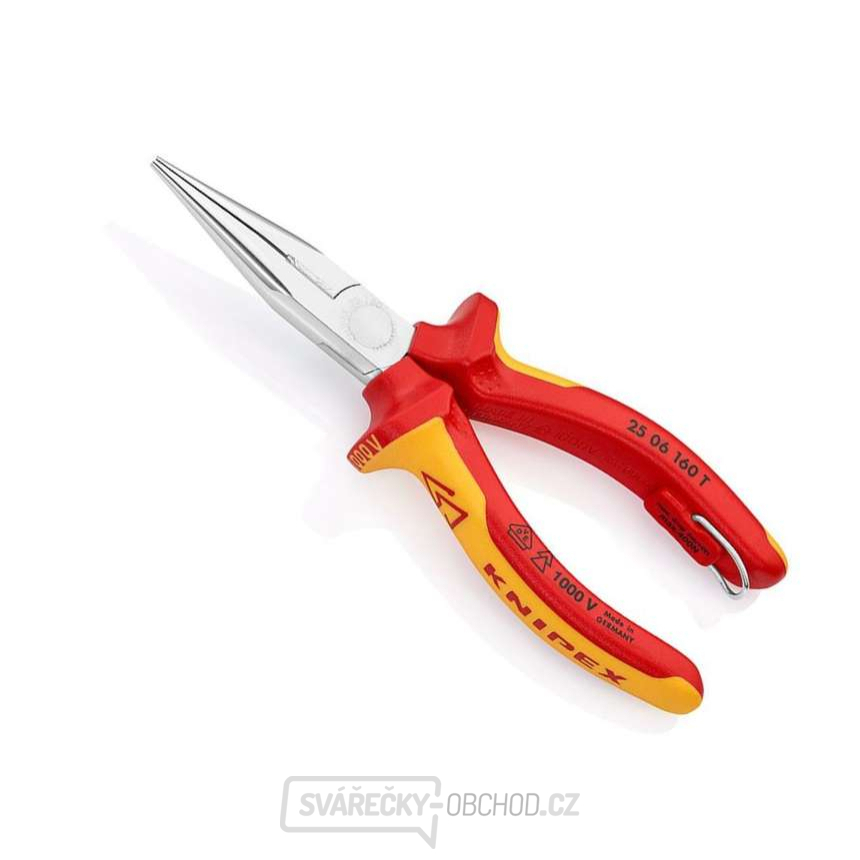 Půlkulaté kleště s břity pro radiotechniku Knipex 25 06 160 T - chromováno, vícesložkové návleky VDE (160 mm)