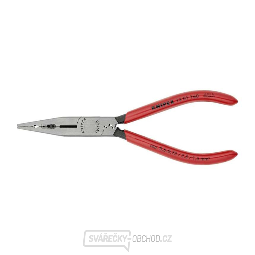 Elektrikářské kleště 160 mm pro uchopení, odizolování a stříhání. KNIPEX 13 01 160 - leštěno, plastové návleky