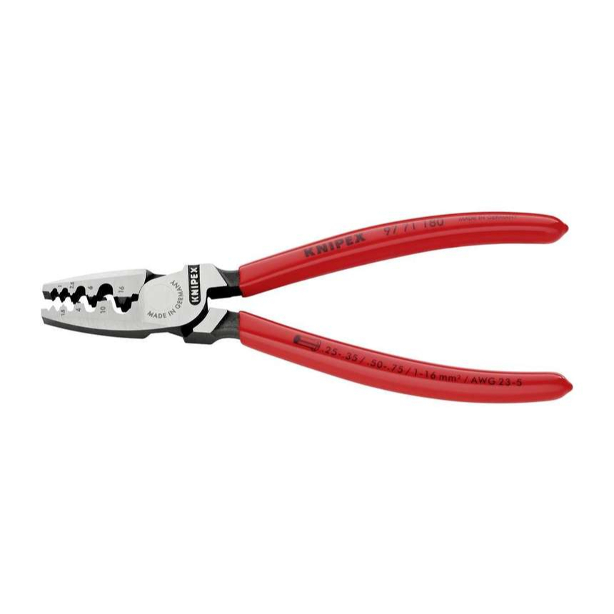 Lisovací kleště KNIPEX 97 71 180 na koncové dutinky 180 mm - leštěná hlava, plastové návleky