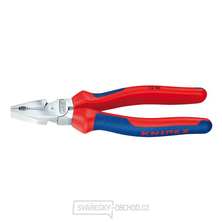 Silové kombinované kleště 225 mm. KNIPEX 02 05 225 - chromováno, vícesložkové návleky