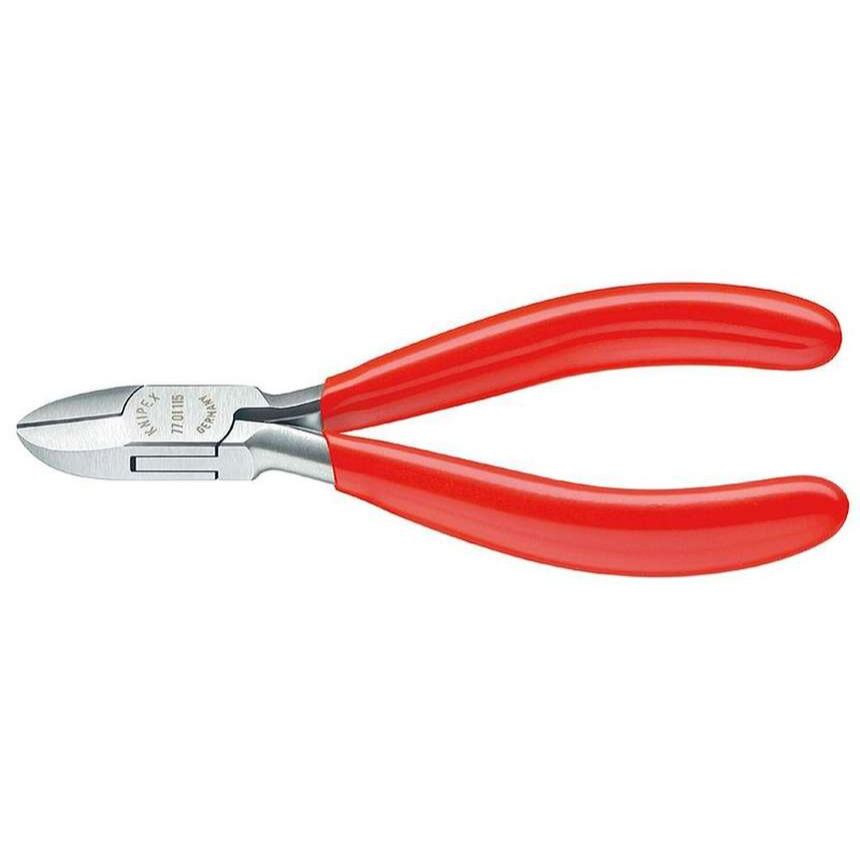Boční štípací kleště pro elektroniku 115 mm KNIPEX 77 01 115 - leštěná hlava, plastové návleky 77 01 115