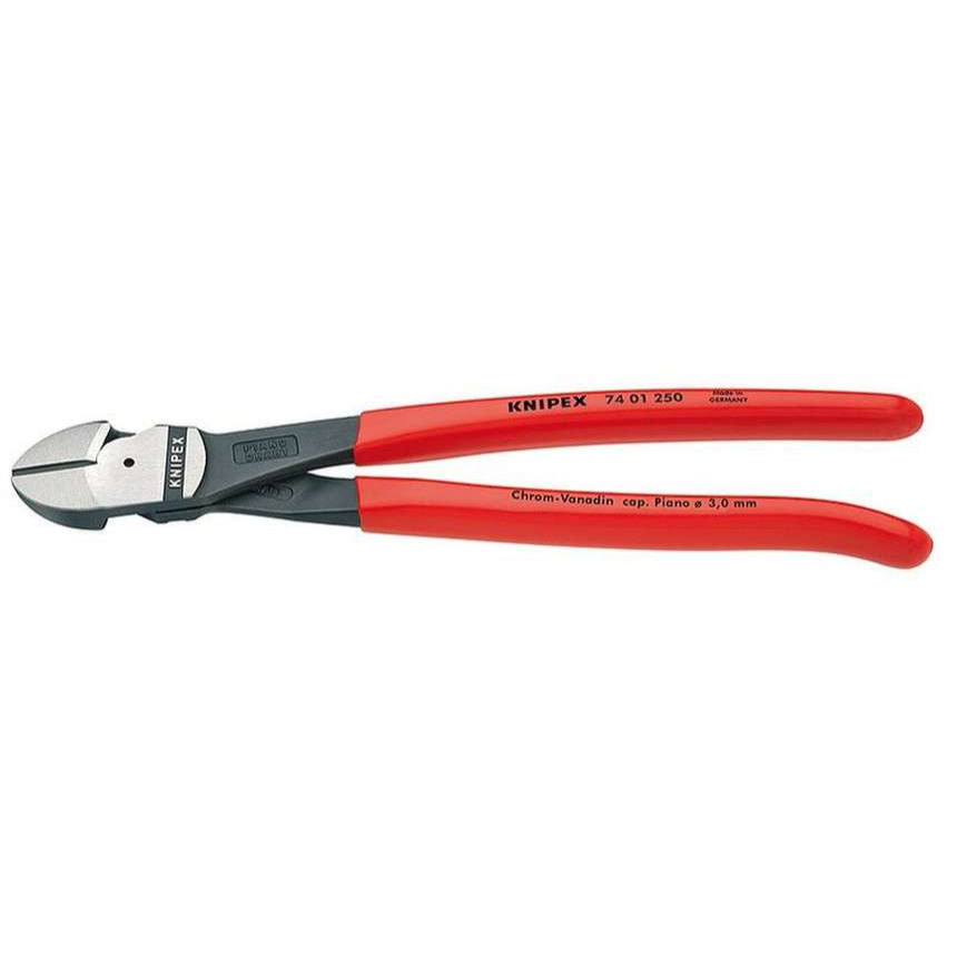 Silové boční štípací kleště 250 mm KNIPEX 74 01 250 - leštěná hlava, plastové návleky 74 01 250