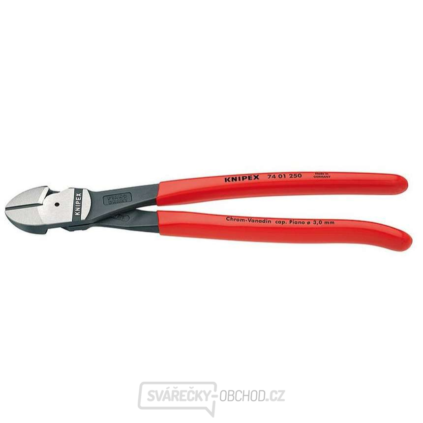 Silové boční štípací kleště 250 mm KNIPEX 74 01 250 - leštěná hlava, plastové návleky