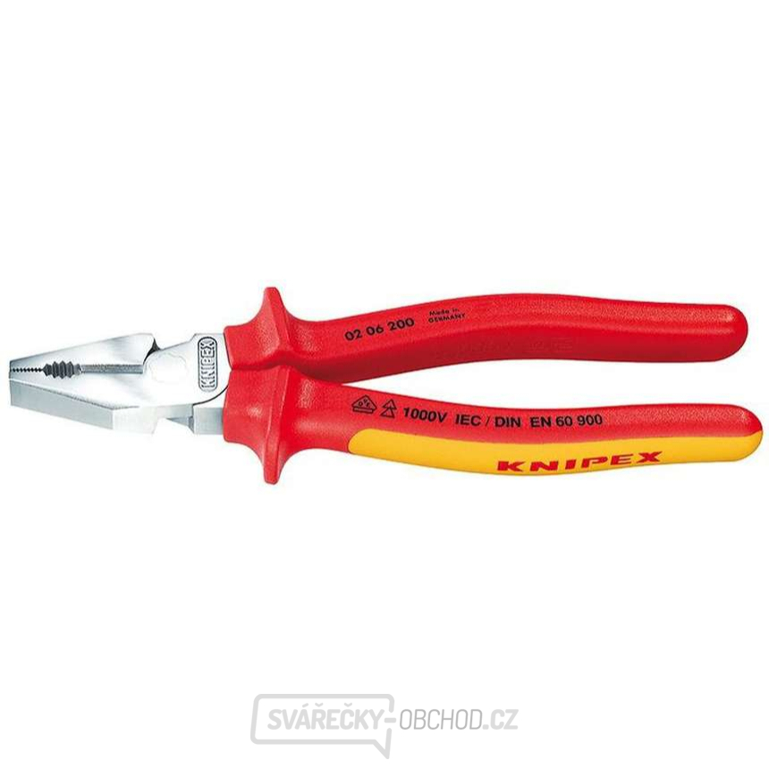 Silové kombinované kleště 200 mm - VDE 1000V. KNIPEX 02 06 200 - chromováno, vícesložkové návleky