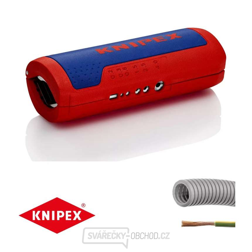 Nástroj na řezání vlnitých chrániček Knipex TwistCut 90 22 02 SB - s odizolovacími břity (13 - 32 mm)