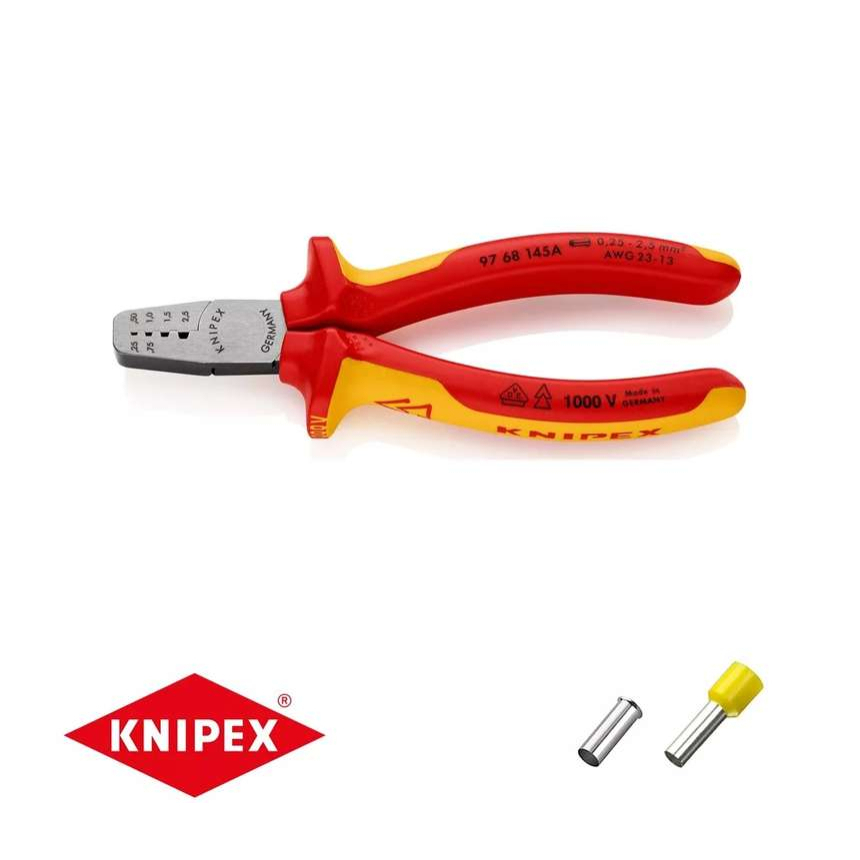 Lisovací kleště 145 mm na koncové dutinky Knipex 97 68 145 A