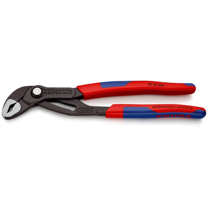 Kleště na trubky Cobra 250 mm. KNIPEX 87 02 250 - DIN ISO 8976 - leštěná hlava, vícesložkové návleky 87 02 250
