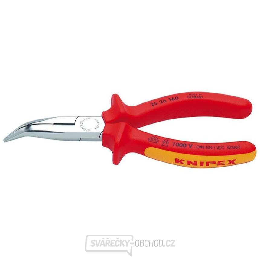 Půlkulaté kleště s břity pro radiotechniku 160 mm- 1000V. KNIPEX 25 26 160 - chromováno, vícesložkové návleky VDE