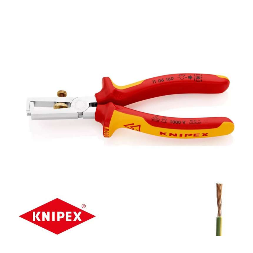 Odizolovací kleště 160 mm - 1000V. KNIPEX 11 06 160 - chromováno, vícesložkové návleky VDE 11 06 160
