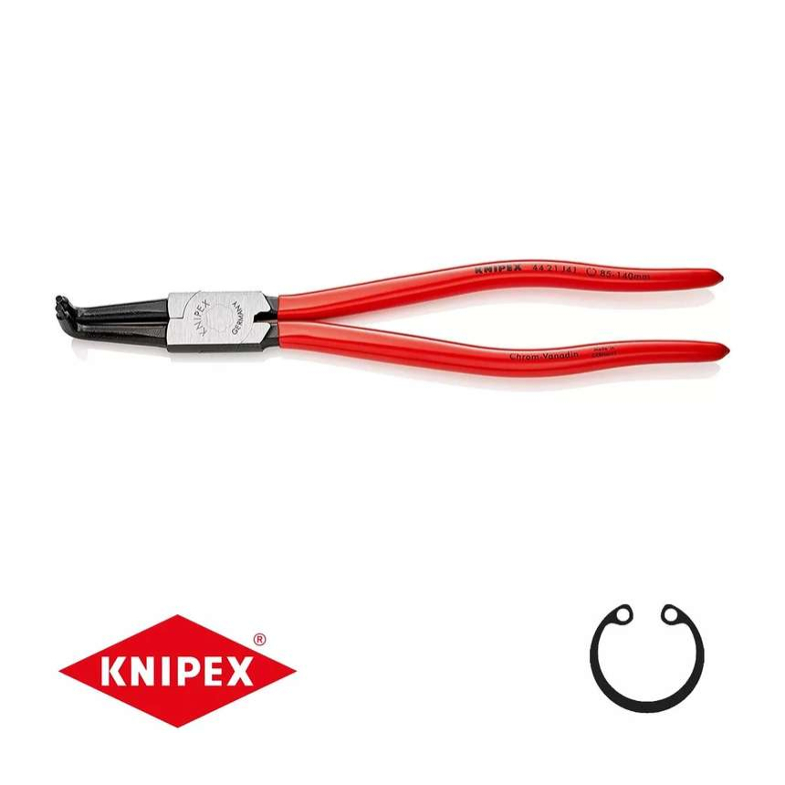 Kleště na pojistné kroužky 300 mm, vnitřní zahnuté. Knipex 44 21 J41 - DIN 5256 D. Leštěno, potažené plastem