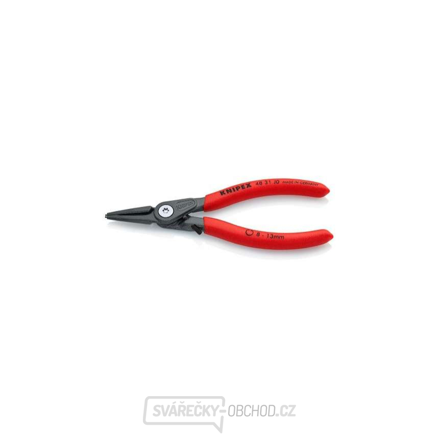 Kleště precizní pro pojistné kroužky KNIPEX 48 31 J0, 140 mm - fosfátováno na šedo, protiskluzový plast