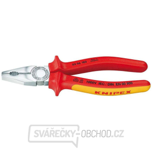 Kombinované kleště 200 mm. KNIPEX 03 06 200 - 1000V. Chromováno, vícesložkové návleky VDE Kombinované kleště 200 mm. KNIPEX 03 06 200 - 1000V. Chromováno, vícesložkové návleky VDE gallery main image