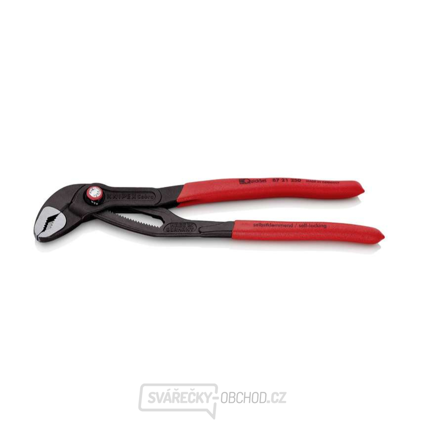 Kleště instalatérské KNIPEX Cobra® QuickSet 87 21 250, 250 mm - leštěná hlava, protiskluzová rukojeť, černěné Kleště instalatérské KNIPEX Cobra® QuickSet 87 21 250, 250 mm - leštěná hlava, protiskluzová rukojeť, černěné gallery main image