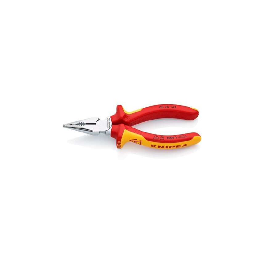 Kleště kombinované úzké ploché VDE KNIPEX 08 26 145, 145 mm - pochromované kleště, izolované vícesložkovými návleky 08 26 145