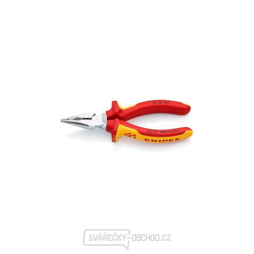 Kleště kombinované úzké ploché VDE KNIPEX 08 26 145, 145 mm - pochromované kleště, izolované vícesložkovými návleky