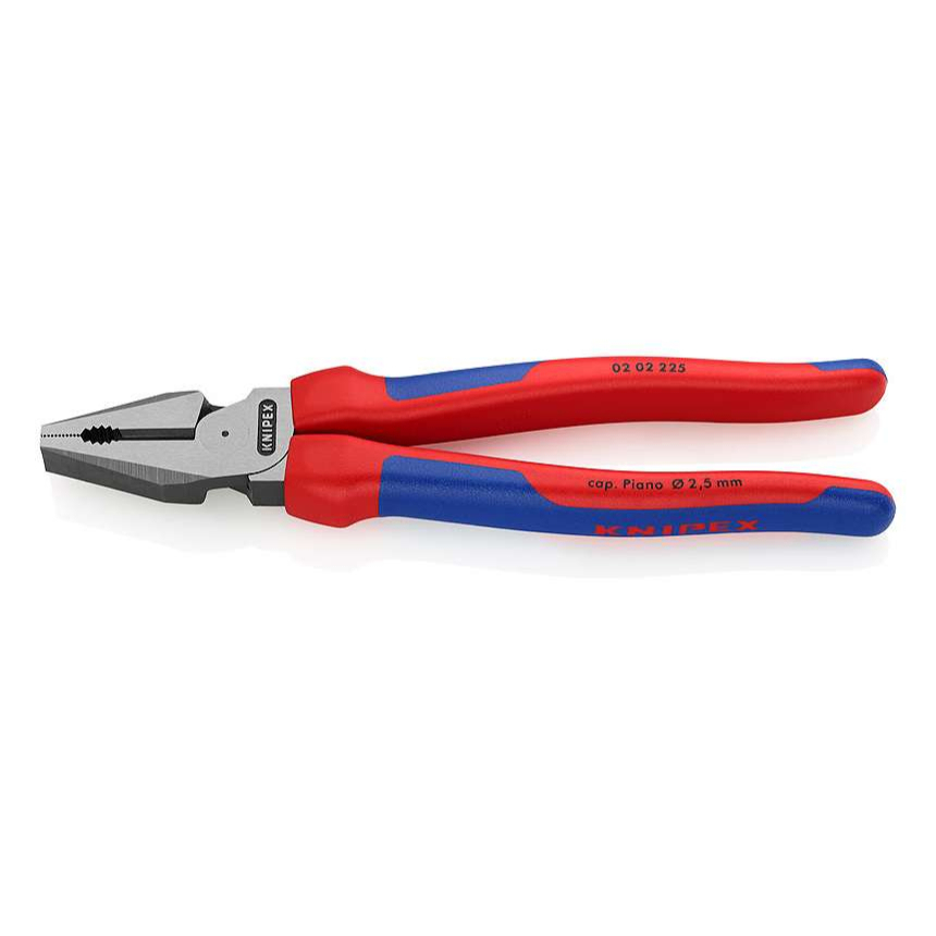 Silové kombinované kleště 225 mm. KNIPEX 02 02 225 - leštěná hlava, vícesložkové návleky