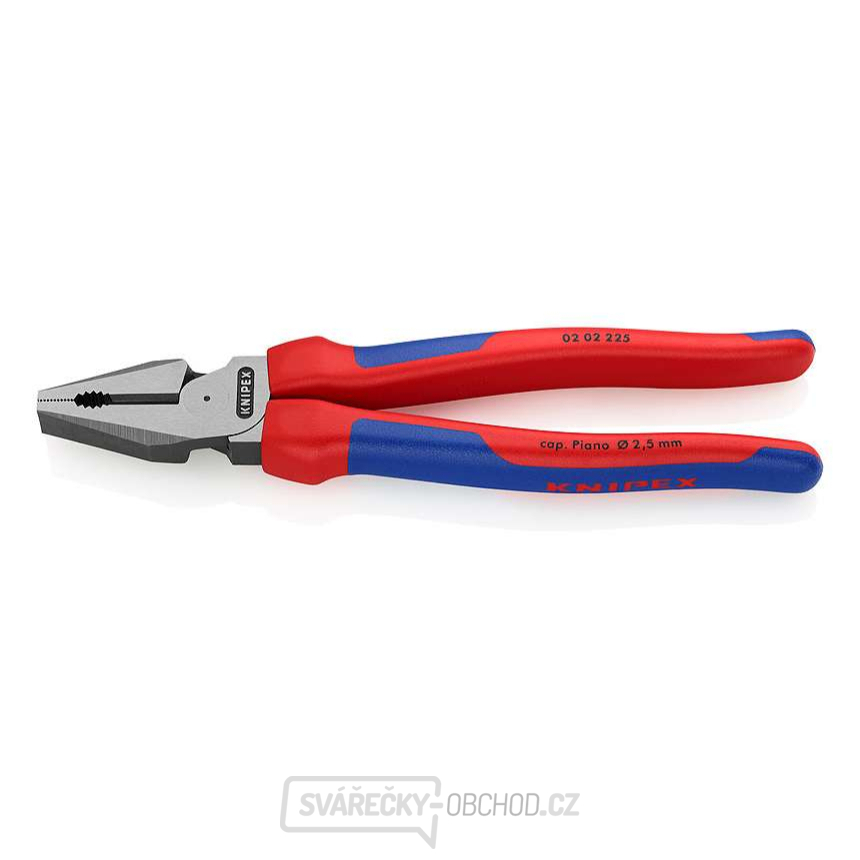 Silové kombinované kleště 225 mm. KNIPEX 02 02 225 - leštěná hlava, vícesložkové návleky