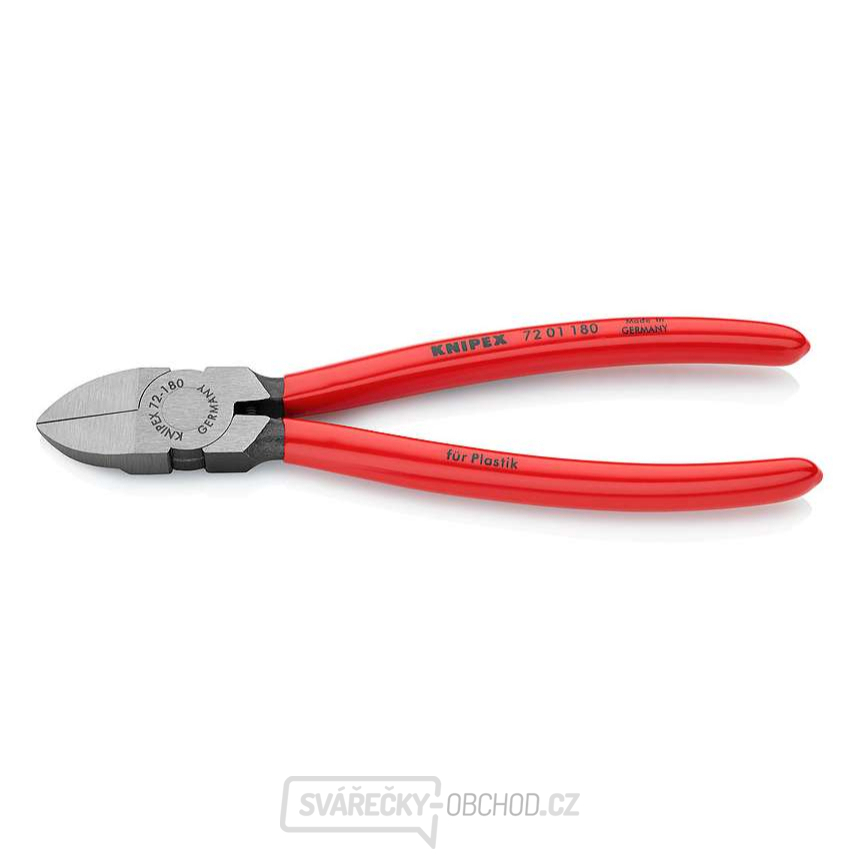 Boční štípací kleště na plasty 180 mm KNIPEX 72 01 180 - leštěná hlava, plastové návleky