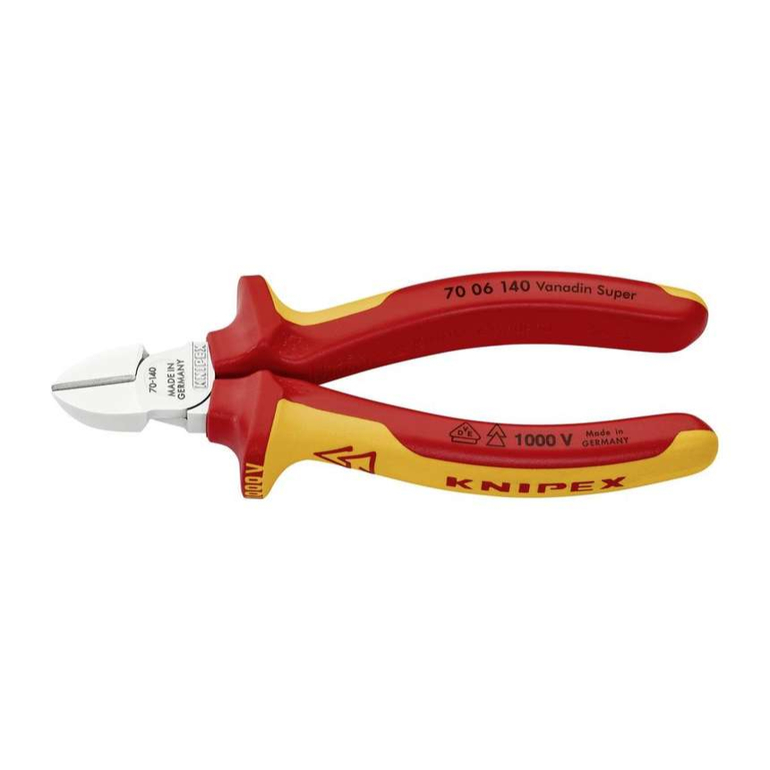 Boční štípací kleště 140 mm - 1000V. KNIPEX 70 06 140 - chromováno, vícesložkové návleky VDE 70 06 140