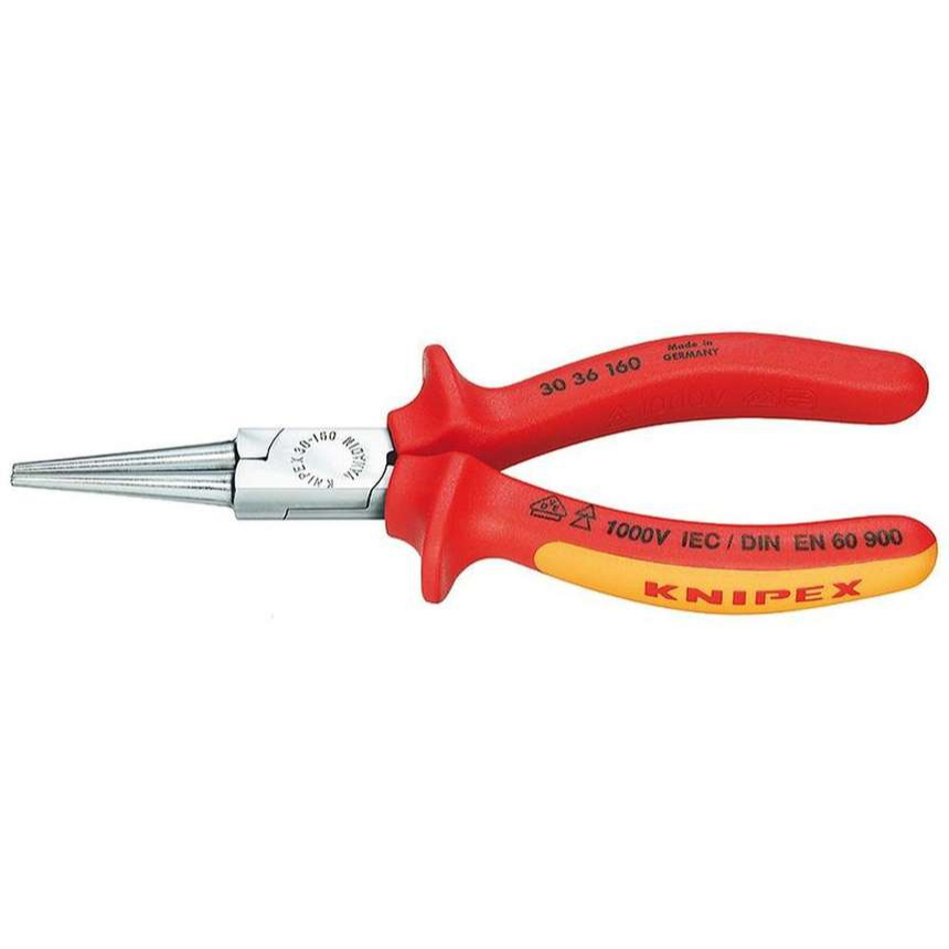 Půlkulaté kleště typu Langbeck (s prodlouženými čelistmi) 160 mm - 1000V. KNIPEX 30 36 160 - chromováno, vícesložkové návleky VDE 30 36 160