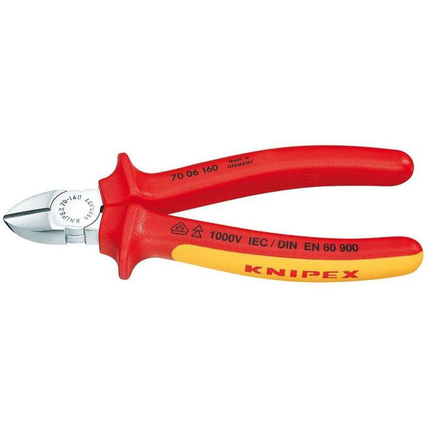 Boční štípací kleště 125 mm - 1000V. KNIPEX 70 06 125 - chromováno, vícesložkové návleky VDE 70 06 125