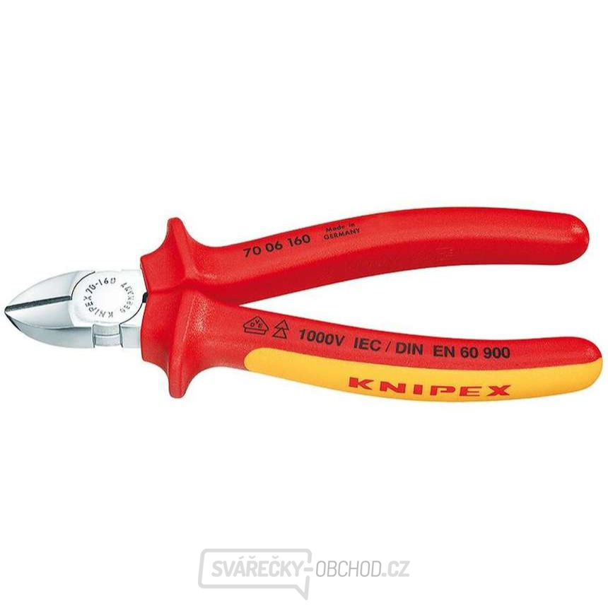 Boční štípací kleště 125 mm - 1000V. KNIPEX 70 06 125 - chromováno, vícesložkové návleky VDE