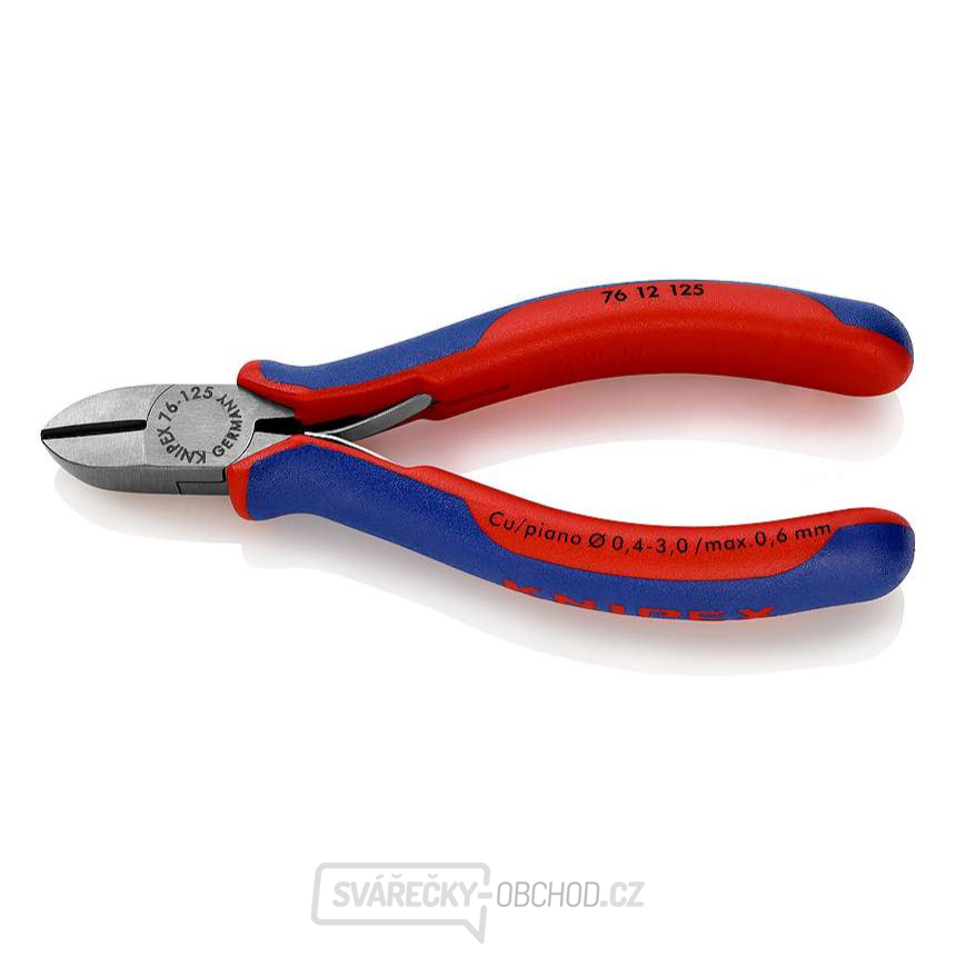 Boční štípací kleště pro elektromechaniky 125 mm KNIPEX 76 12 125 - leštěná hlava, vícesložkové návleky