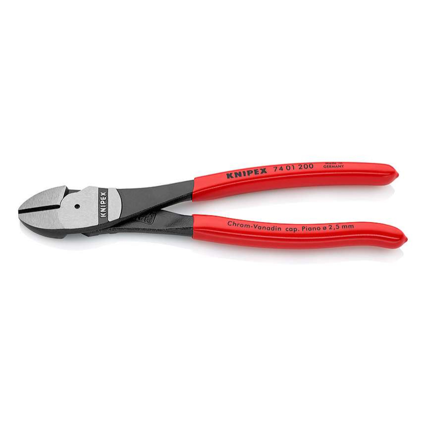 Silové boční štípací kleště 200 mm KNIPEX 74 01 200 - leštěná hlava, plastové návleky 74 01 200