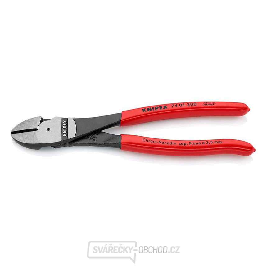 Silové boční štípací kleště 200 mm KNIPEX 74 01 200 - leštěná hlava, plastové návleky