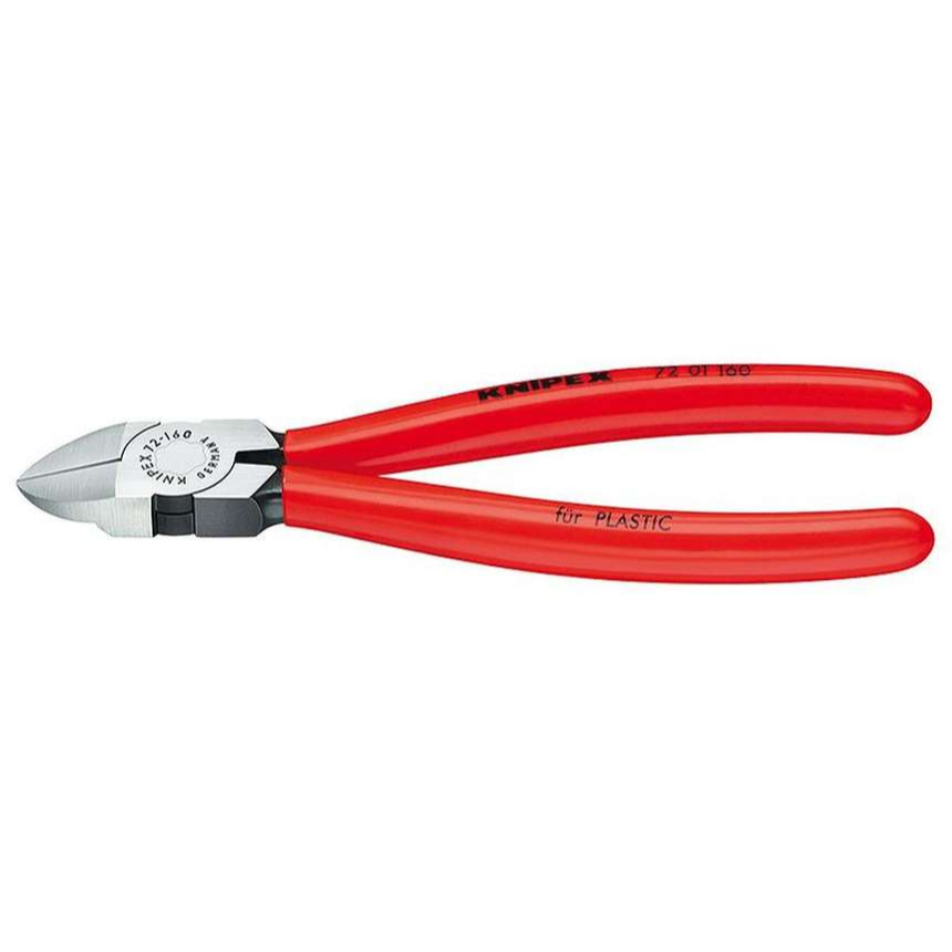 Boční štípací kleště na plasty 160 mm KNIPEX 72 01 160 - leštěná hlava, plastové návleky 72 01 160
