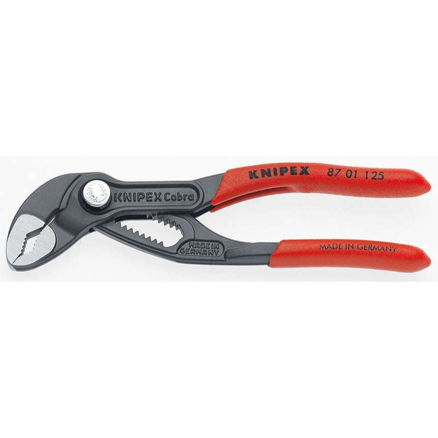 Kleště na trubky Mini-Cobra 125 mm. Knipex 87 01 125 - leštěná hlava, plastové návleky 87 01 125