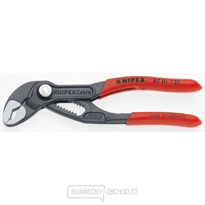 Kleště na trubky Mini-Cobra 125 mm. Knipex 87 01 125 - leštěná hlava, plastové návleky