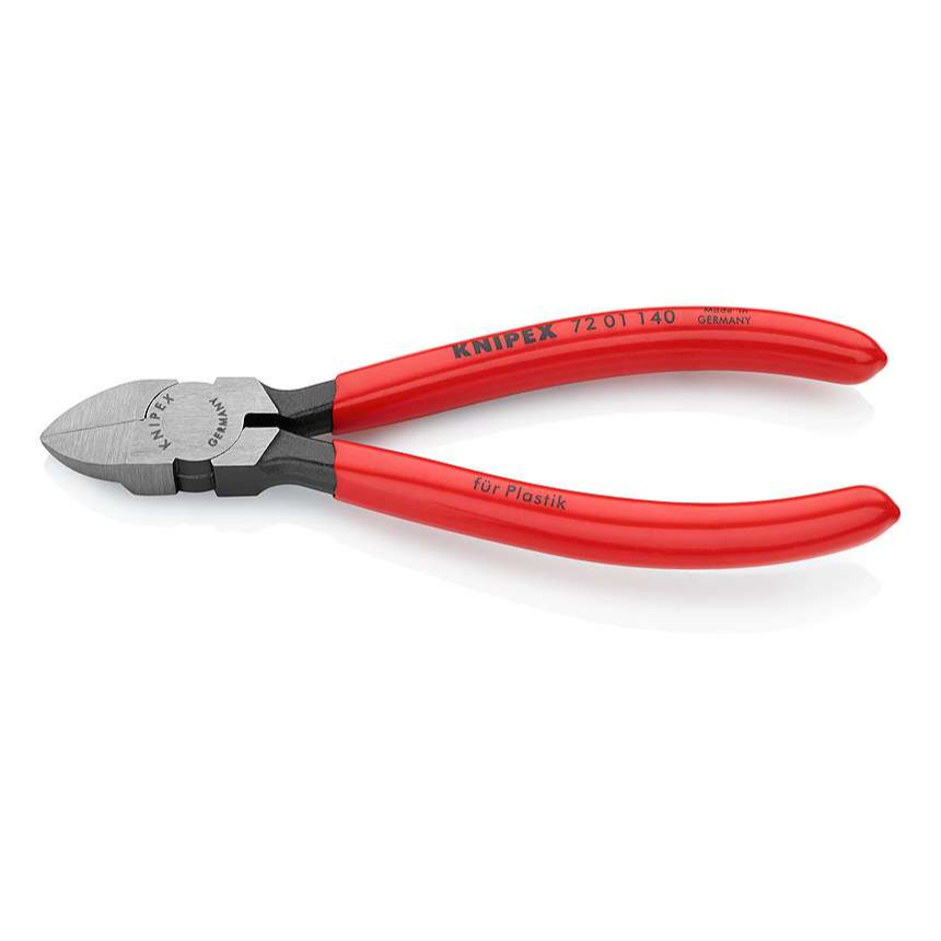 Boční štípací kleště na plasty 140 mm KNIPEX 72 01 140 - leštěná hlava, plastové návleky 72 01 140