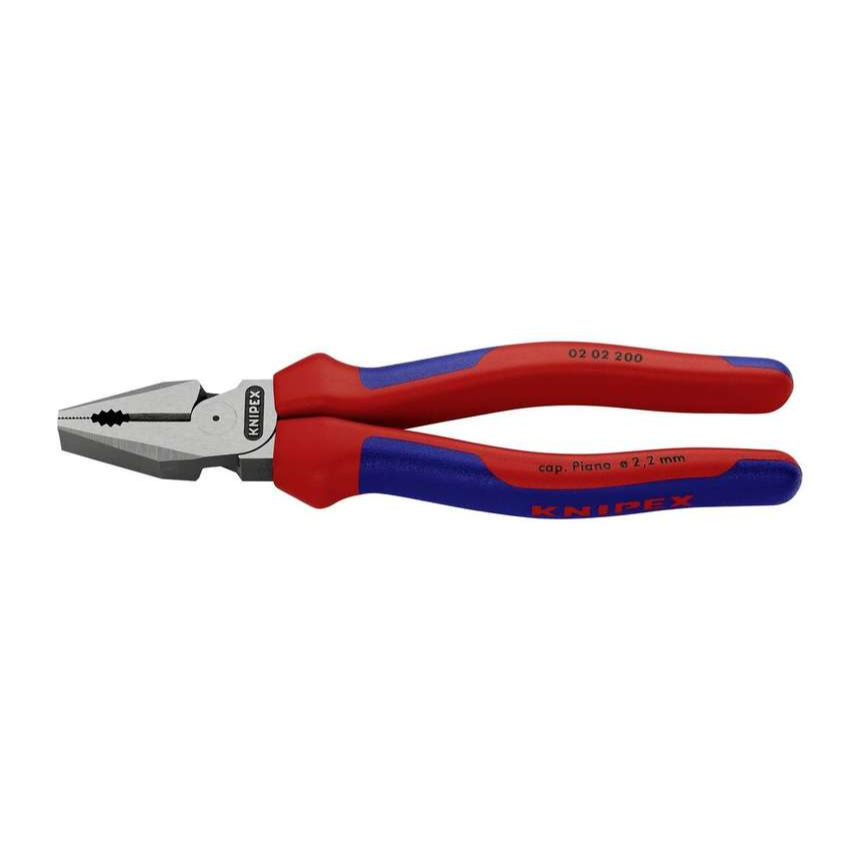 Silové kombinované kleště 200 mm. KNIPEX 02 02 200 - leštěná hlava, vícesložkové návleky