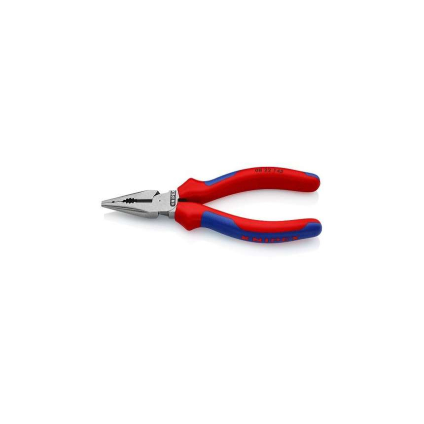 Kleště kombinované úzké ploché KNIPEX 08 22 145, 145 mm - leštěná hlava, vícesložkové návleky 08 22 145