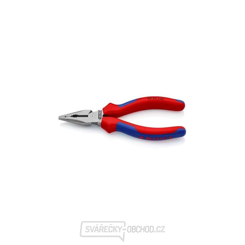 Kleště kombinované úzké ploché KNIPEX 08 22 145, 145 mm - leštěná hlava, vícesložkové návleky
