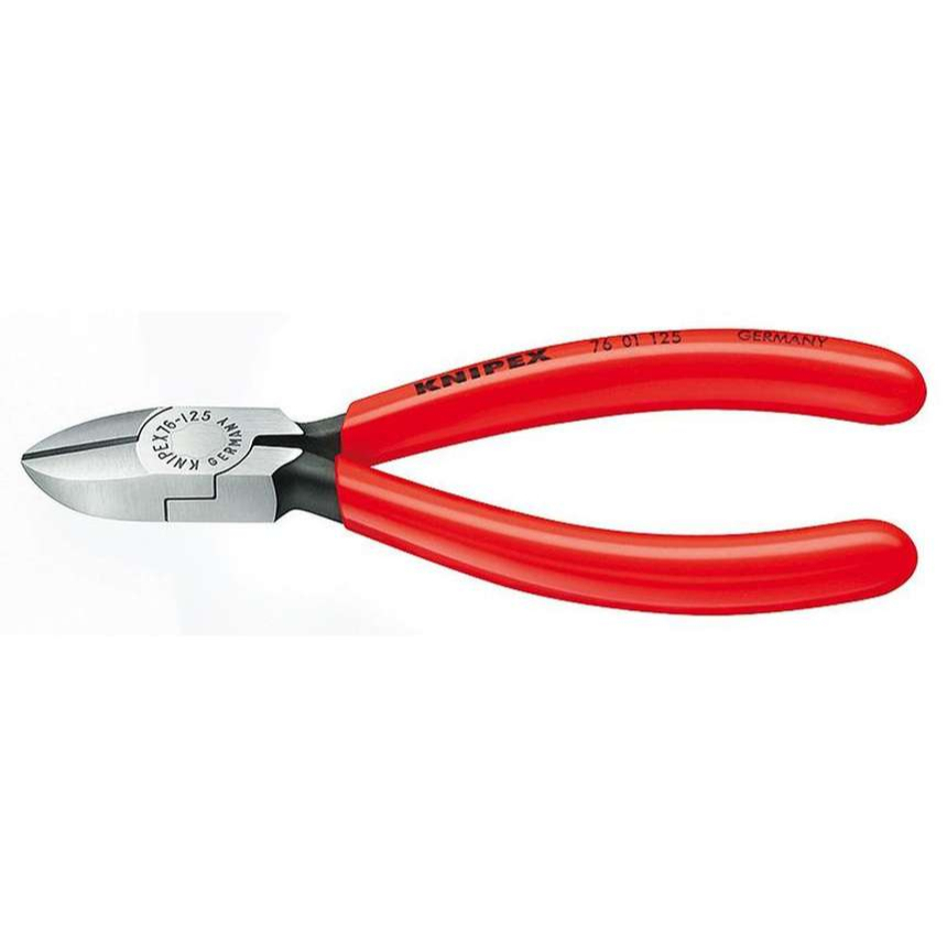 Boční štípací kleště pro elektromechaniky 125 mm KNIPEX 76 01 125 - leštěná hlava, plastové návleky 76 01 125