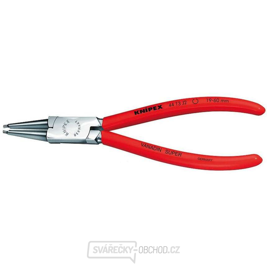 Kleště na pojistné kroužky 225 mm, vnitřní rovné. Knipex - 44 13 J3 - DIN 5265 C. Chromováno, potaženo plastem Kleště na pojistné kroužky 225 mm, vnitřní rovné. Knipex - 44 13 J3 - DIN 5265 C. Chromováno, potaženo plastem gallery main image