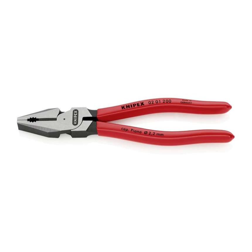 Silové kombinované kleště 200 mm. KNIPEX 02 01 200 - leštěno, plastové návleky