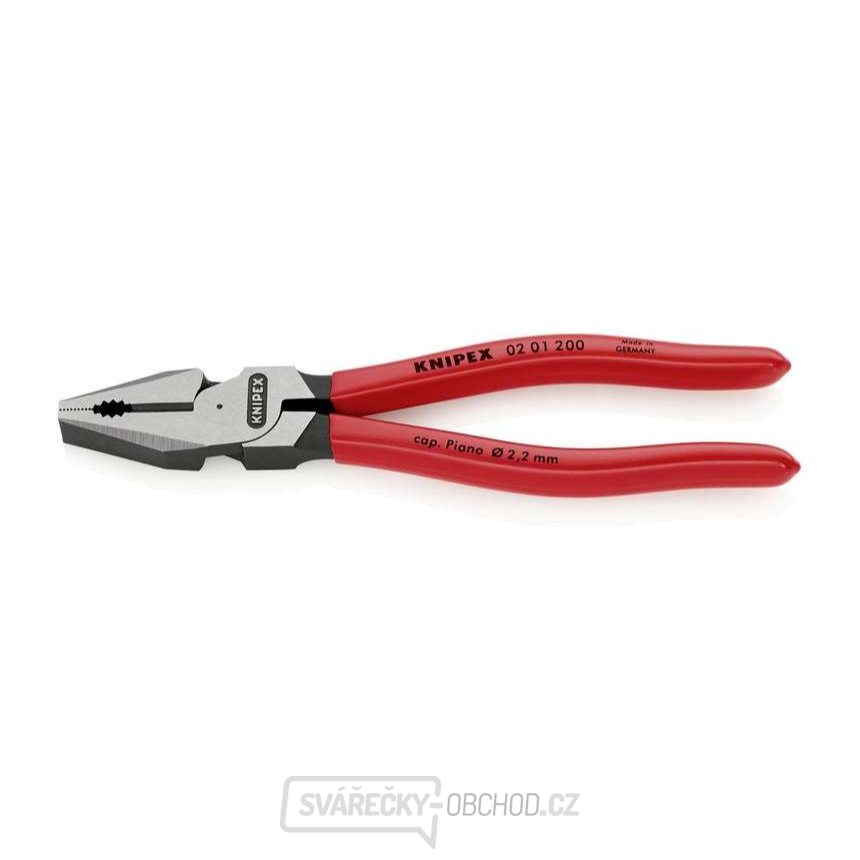 Silové kombinované kleště 200 mm. KNIPEX 02 01 200 - leštěno, plastové návleky