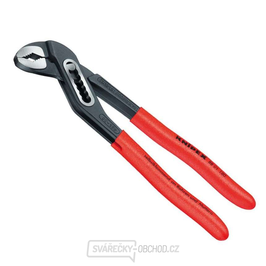 Instalatérské kleště Alligator 180 mm KNIPEX 88 01 180 - leštěná hlava, plastové návleky Instalatérské kleště Alligator 180 mm KNIPEX 88 01 180 - leštěná hlava, plastové návleky gallery main image