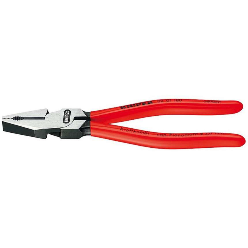 Silové kombinované kleště 180 mm. KNIPEX 02 01 180 - leštěno, plastové návleky