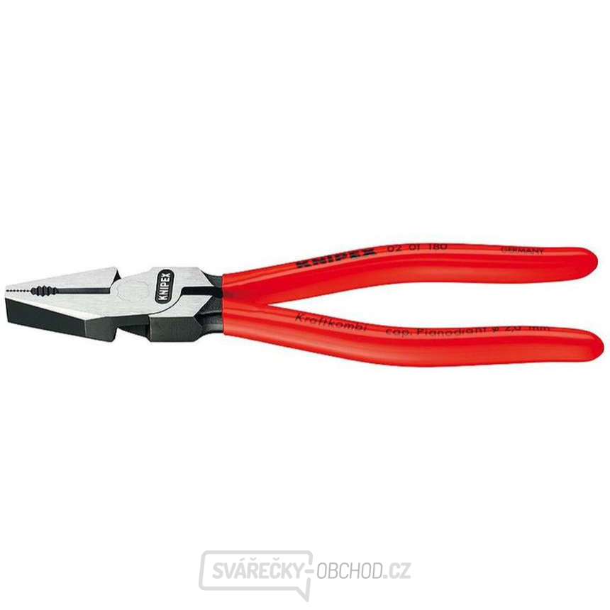 Silové kombinované kleště 180 mm. KNIPEX 02 01 180 - leštěno, plastové návleky