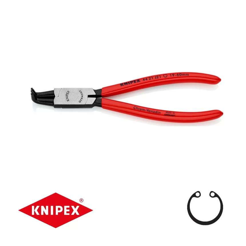 Kleště na pojistné kroužky 170 mm, vnitřní zahnuté. Knipex - 44 21 J21 - DIN 5256 D. Leštěno, potažené plastem 44 21 J21