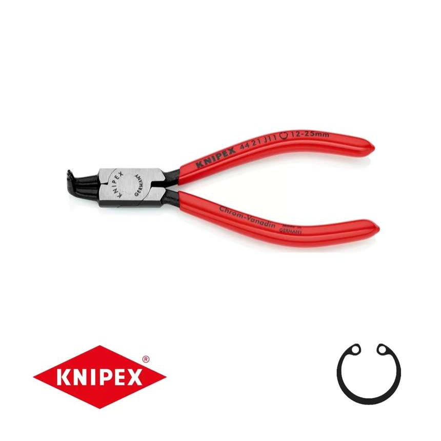 Kleště na pojistné kroužky 130 mm, vnitřní zahnuté. Knipex - 44 21 J11 - DIN 5256 D. Leštěno, potažené plastem 44 21 J11